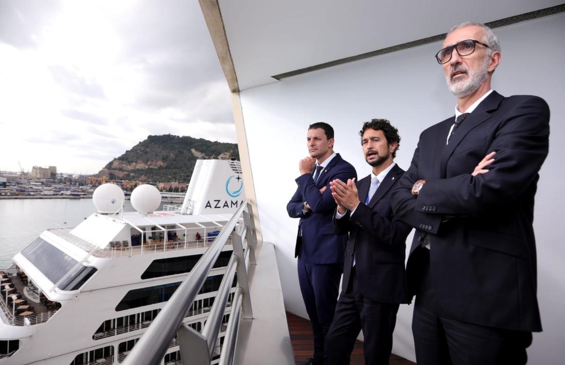 Gallardo, Calvet i Bartolomé al Port de Barcelona.