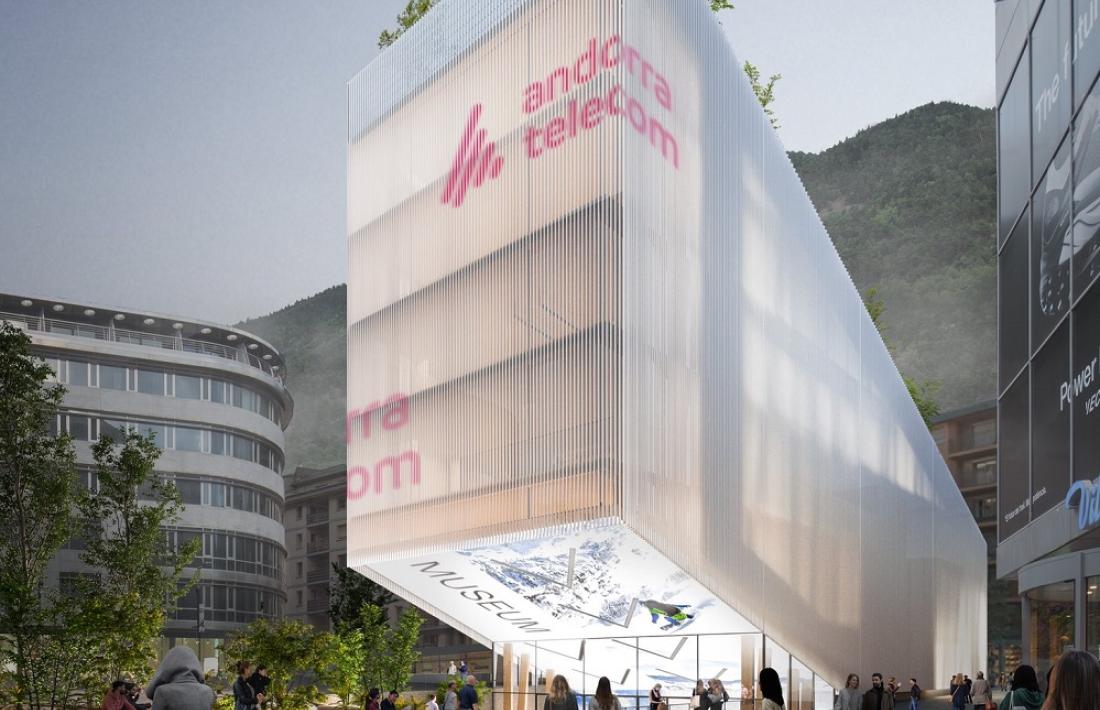 La façana principal de l’edifici Node donarà a l’avinguda Meritxell i s’hi accedirà per unes escales en forma de graderia. La sala immersiva s'estendrà per sota de la plaça.
