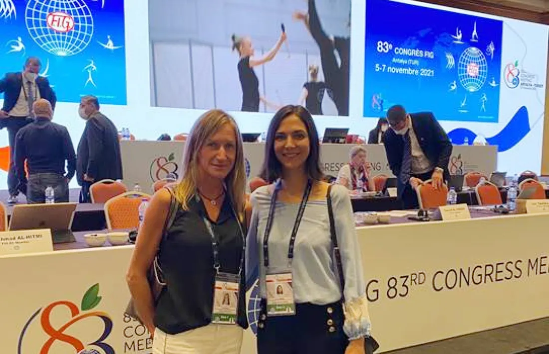 Eva Rodríguez i Ana Gimeno, al Congrés de la FIG. Foto: FAG