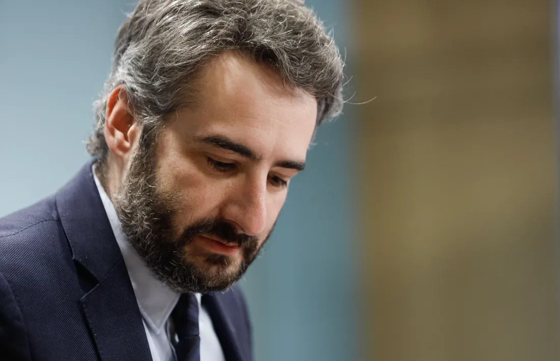 El ministre portaveu, Eric Jover, durant la compareixença d’ahir.