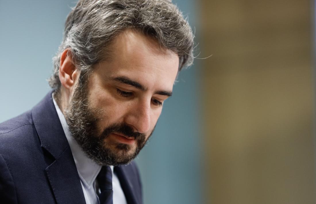 El ministre portaveu, Eric Jover, durant la compareixença d’ahir.