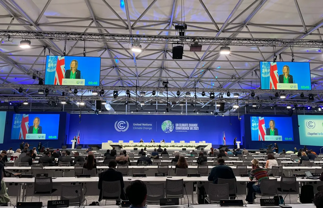 La ministra de Medi Ambient, Sílvia Calvó, en la seva intervenció a la COP26.