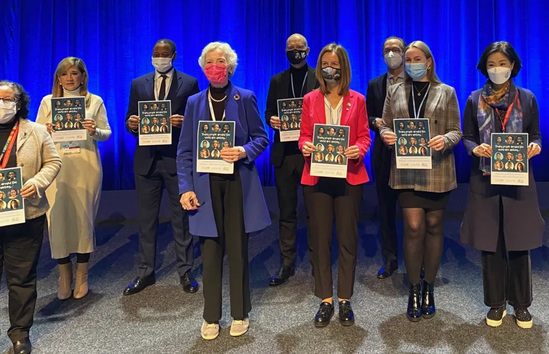 La ministra Sílvia Calvó durant la formalització de l’adhesió d’Andorra a la Declaració sobre la infància, la joventut i l’acció climàtica.