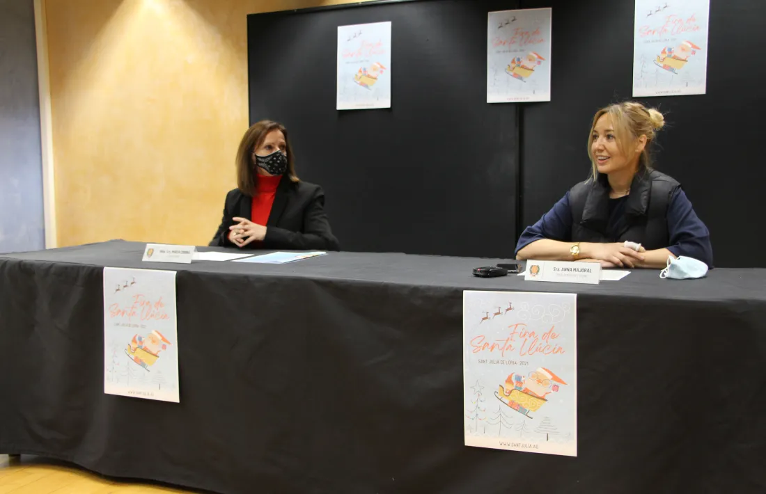 Codina i Majoral durant la presentació de la Fira de Santa Llúcia, aquest matí.