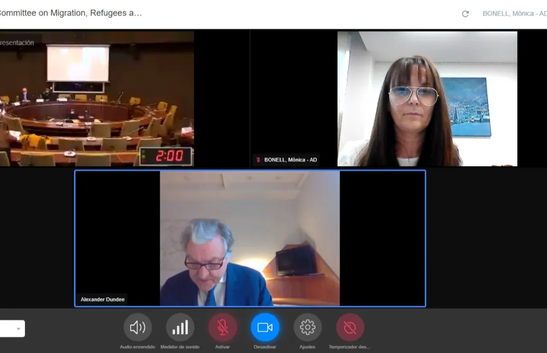 Un moment de la reunió de la comissió de MIgració de l'APCE presidida per Bonell.