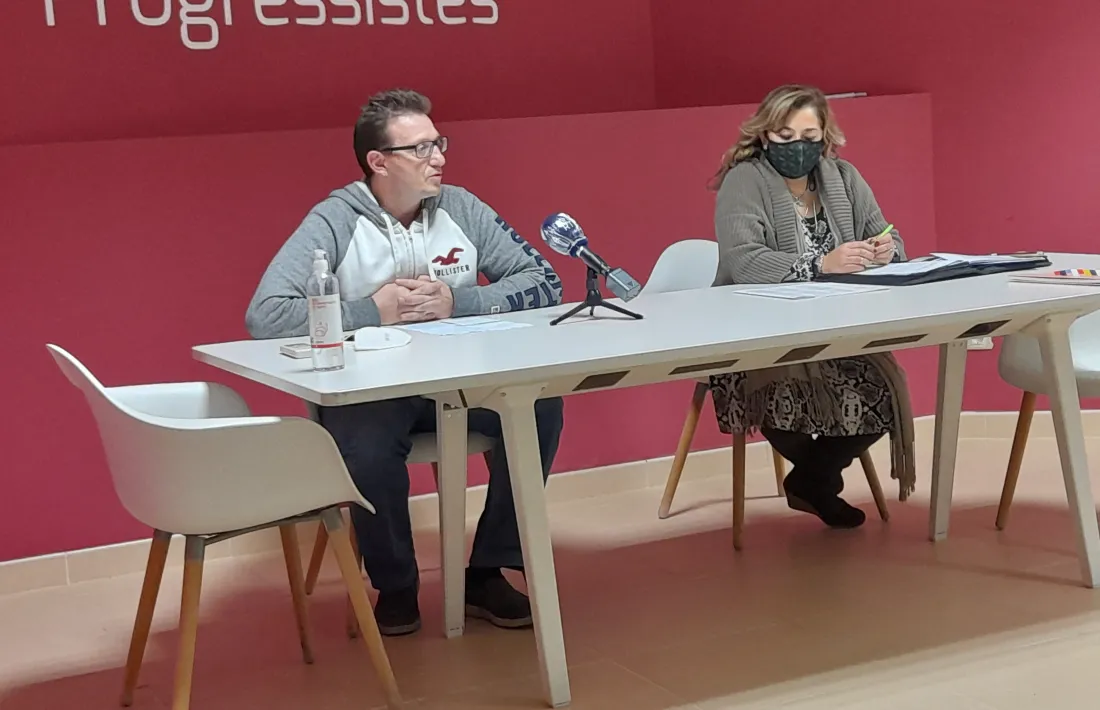 Un moment de la roda de premsa d’ahir a la tarda a la seu d’SDP.