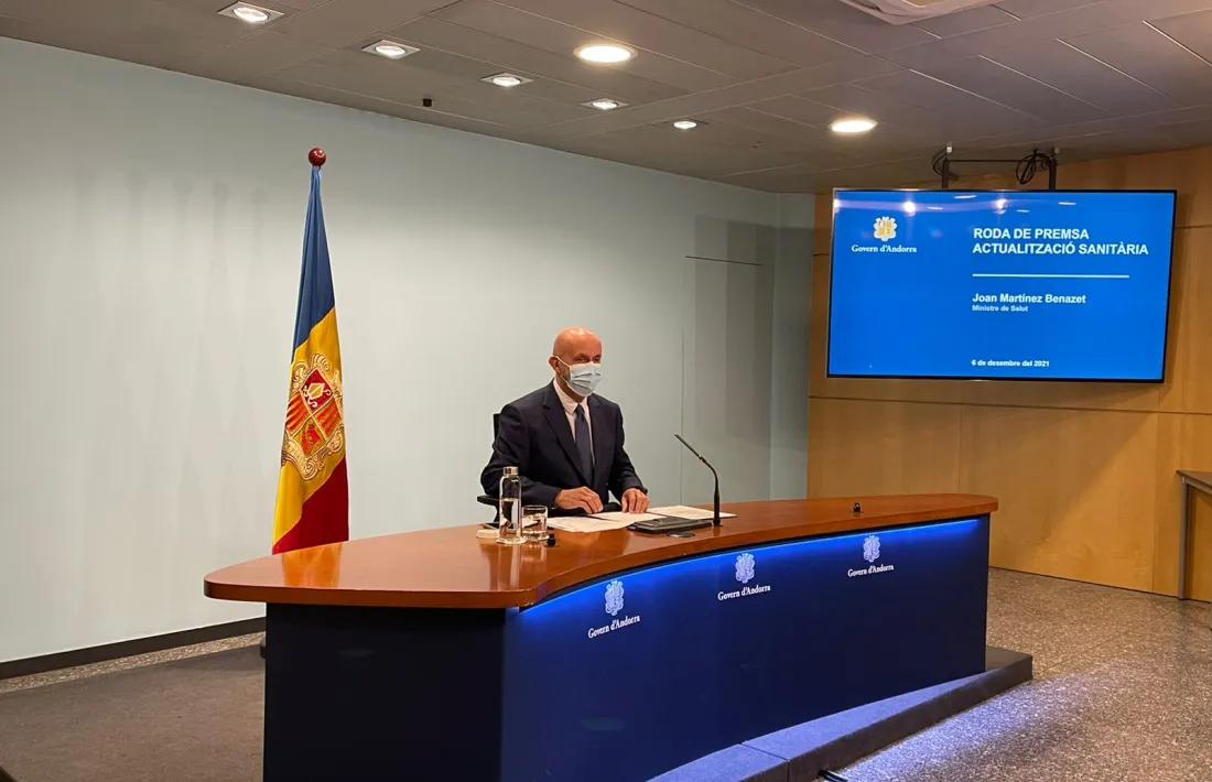 El ministre de Salut, Joan Martínez Benazet, en la roda de premsa d'aquest migdia.