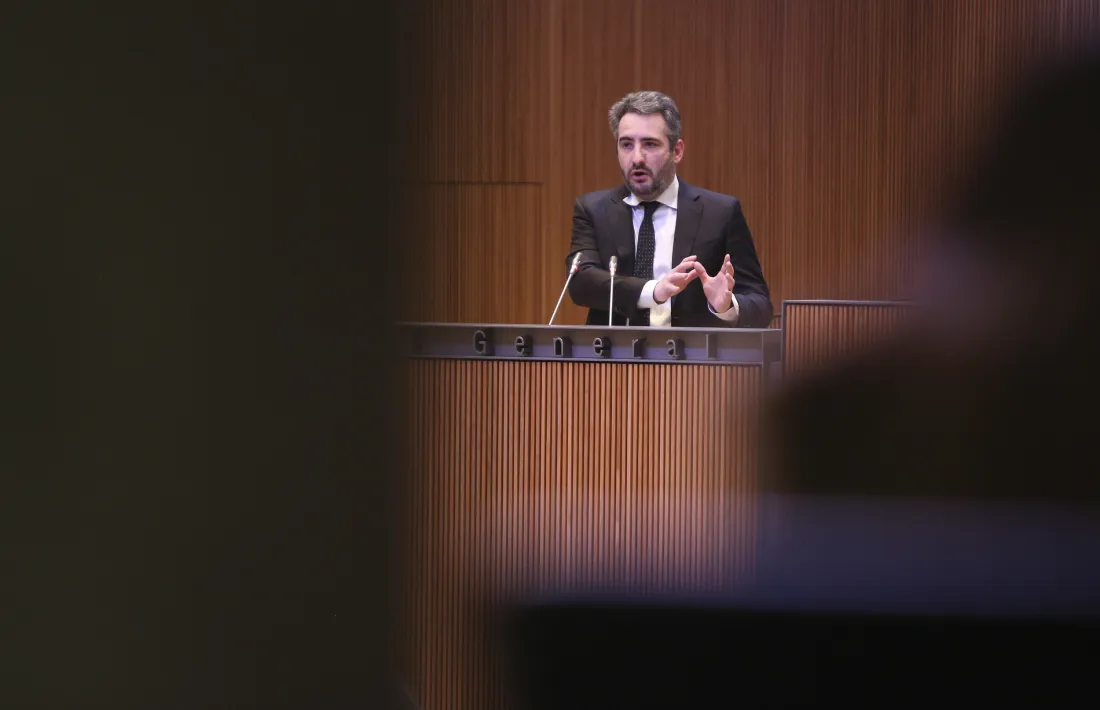 El ministre de Finances, Eric Jover, en una de les intervencions que ha fet avui al Consell General.