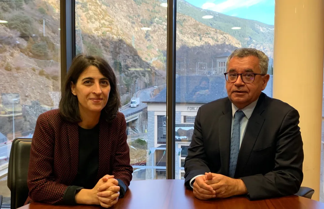 La directora general adjunta de FEDA, Imma Jiménez, i el director general, Albert Moles, a la roda de premsa d’ahir.