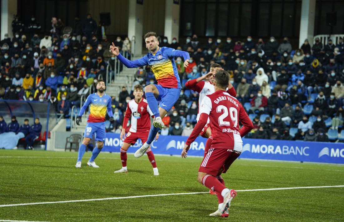 Adrià Vilanova en l’últim gol que va marcar amb la samarreta de l’FC Andorra.
