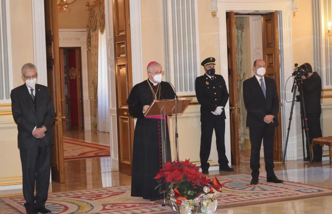 El Copríncep episcopal, Joan-Enric Vives, durant el discurs de Nadal.