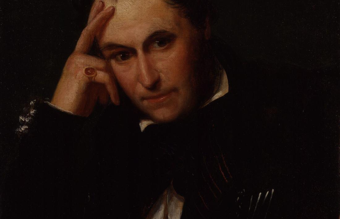 Retrat del viatger britànic que firma el pintor Antonio Chapelain, coetani seu. 