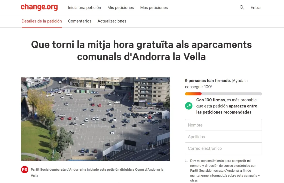 El PS ha creat una campanya de recollida de firmes a través de la plataforma Change.org.