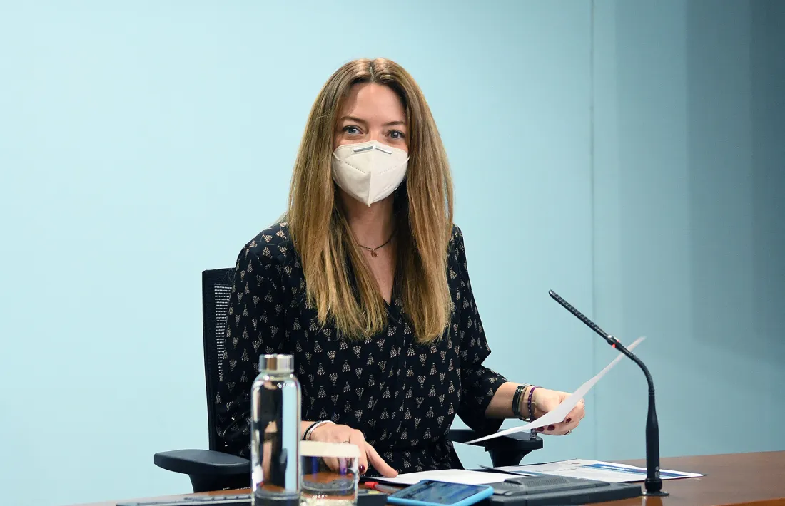 La secretària d'Estat de Salut, Helena Mas, en la roda de premsa d'aquest migdia.