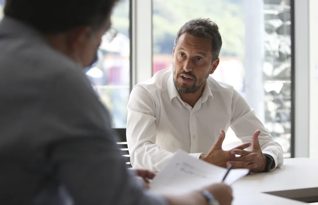 El president del grup parlamentari socialdemòcrata, Pere López, en una entrevista.