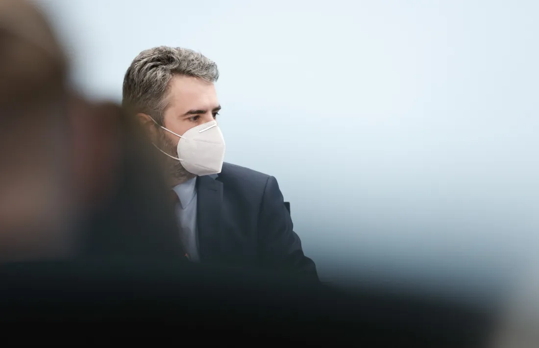 El ministre de Finances i portaveu del Govern, Eric Jover, a la roda de premsa d’avui.