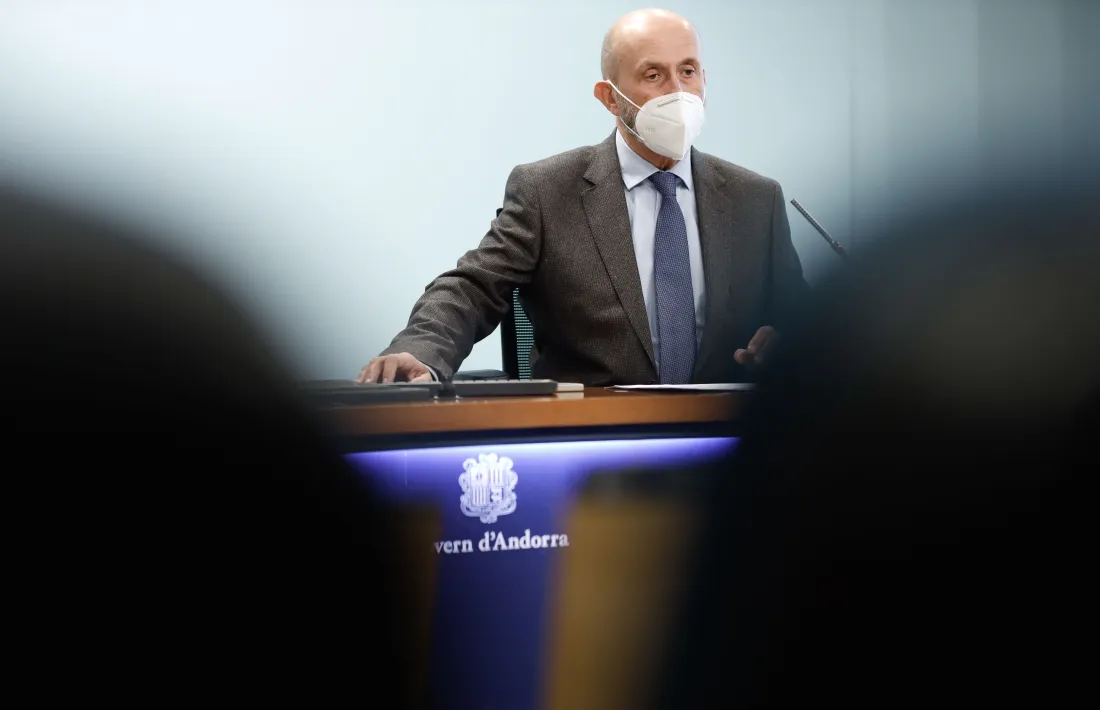 El ministre de Salut, Joan Martínez Benazet, en la compareixença d'aquesta tarda.