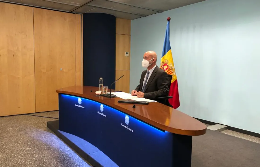 El ministre de Salut, Joan Martínez Benazet, en la roda de premsa d'aquesta tarda.