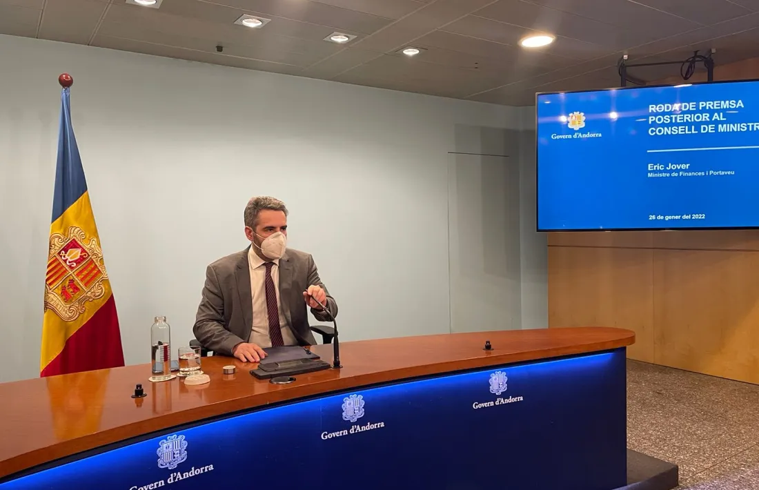 El ministre portaveu, Eric Jover, en la roda de premsa d’ahir a la tarda.