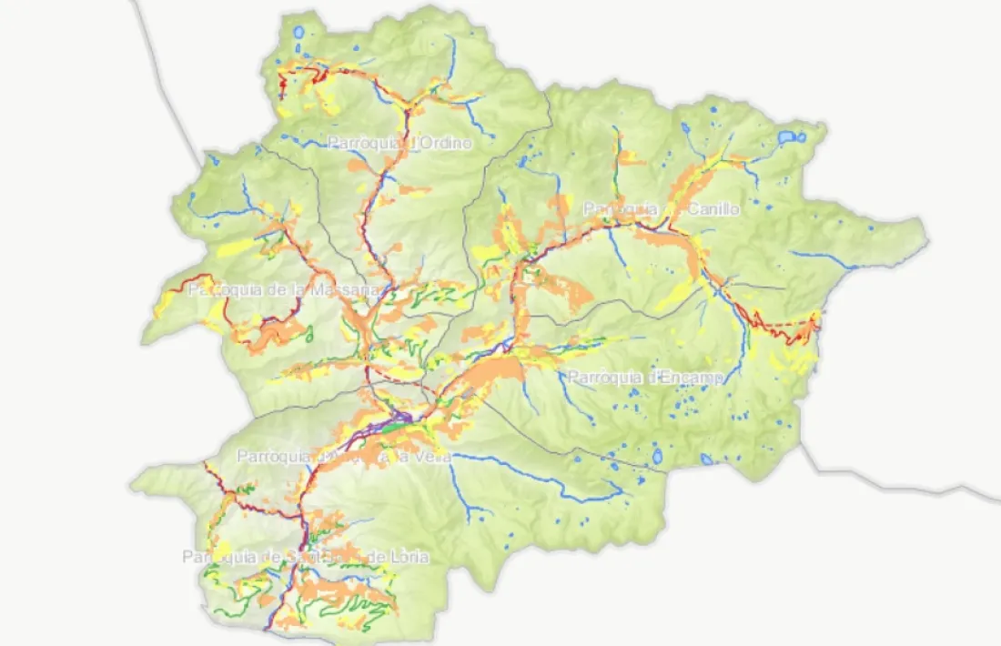 Mapa de risc d'esllavissades superficials.