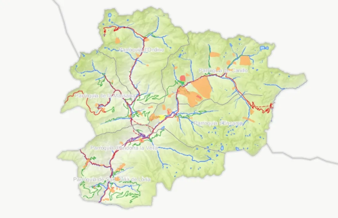Mapa de risc de grans esllavissaments.