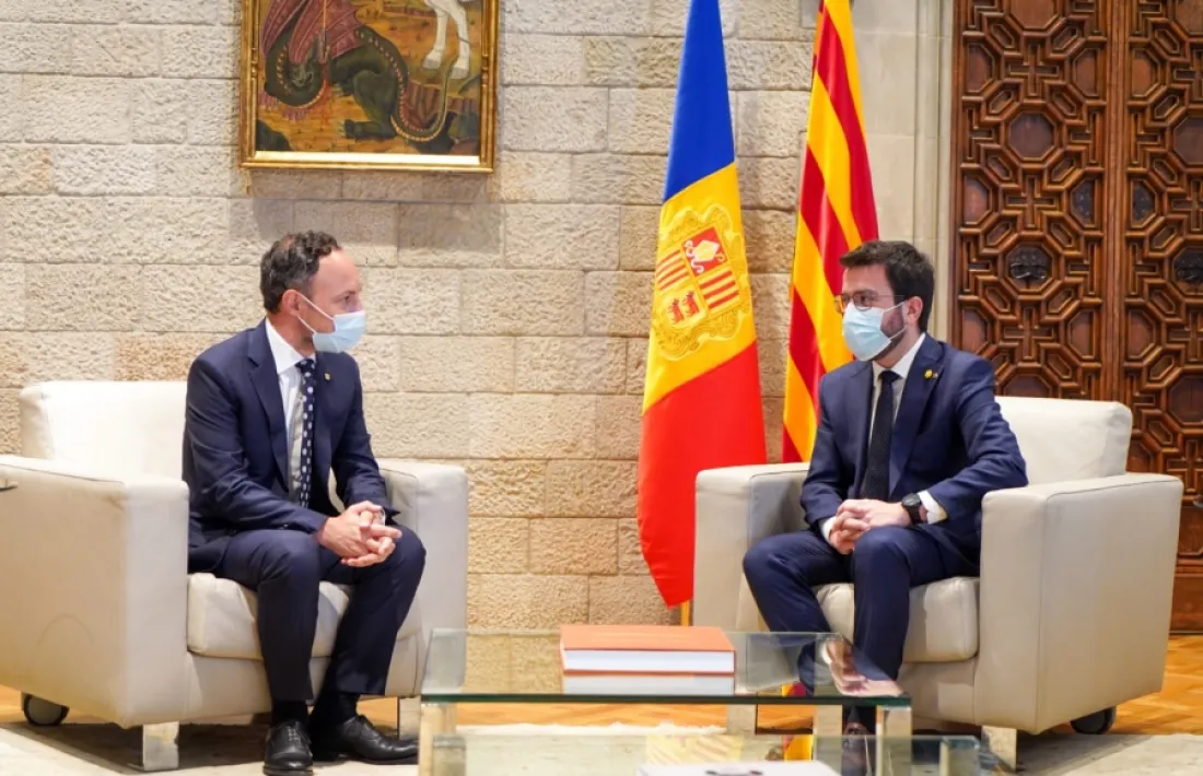 Xavier Espot i Pere Aragonès durant la trobada del juliol passat.