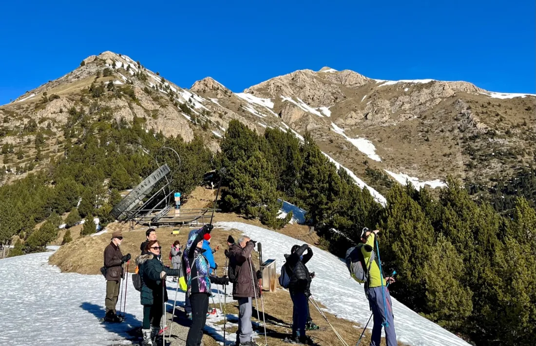 Un moment de la sortida amb raquetes d'aquest matí al coll de la Botella.