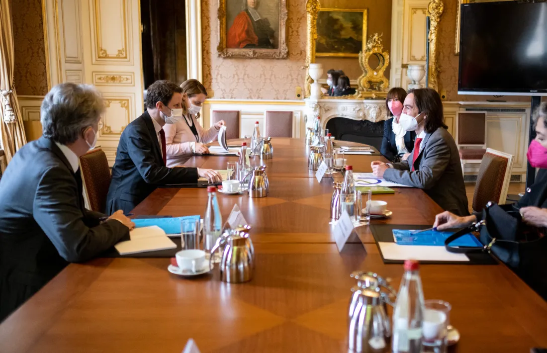 Un moment de la trobada de Riba i Beaune aquest matí a París.