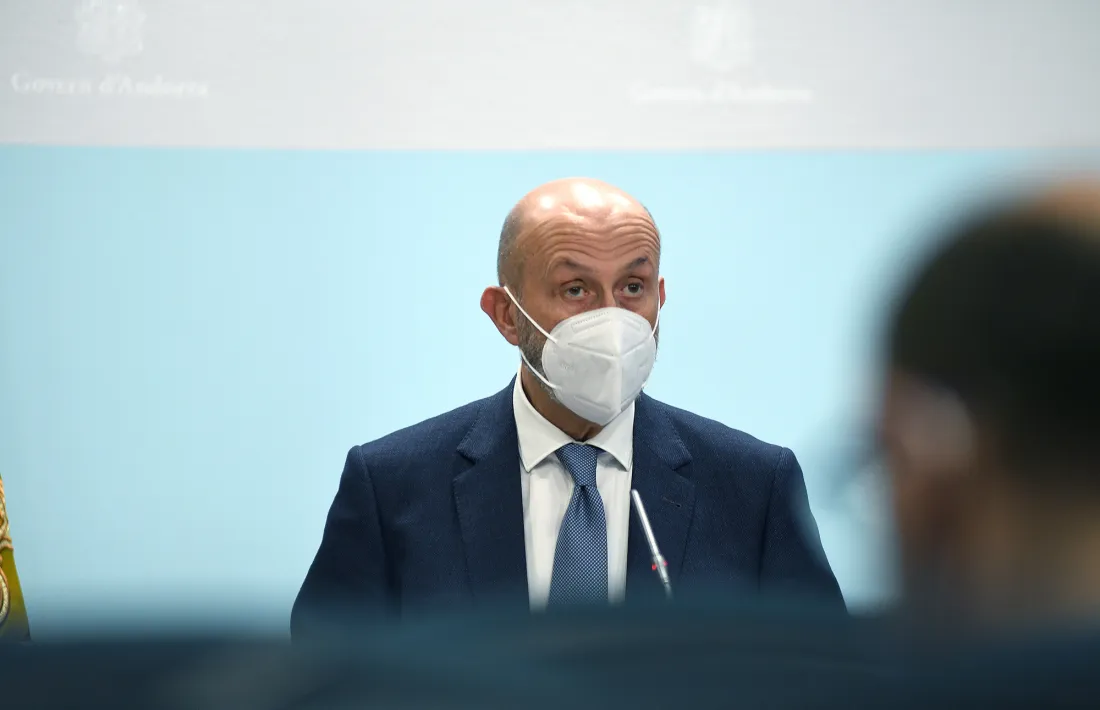 El ministre de Salut, Joan Martínez Benazet, en la compareixença d’aquesta tarda.