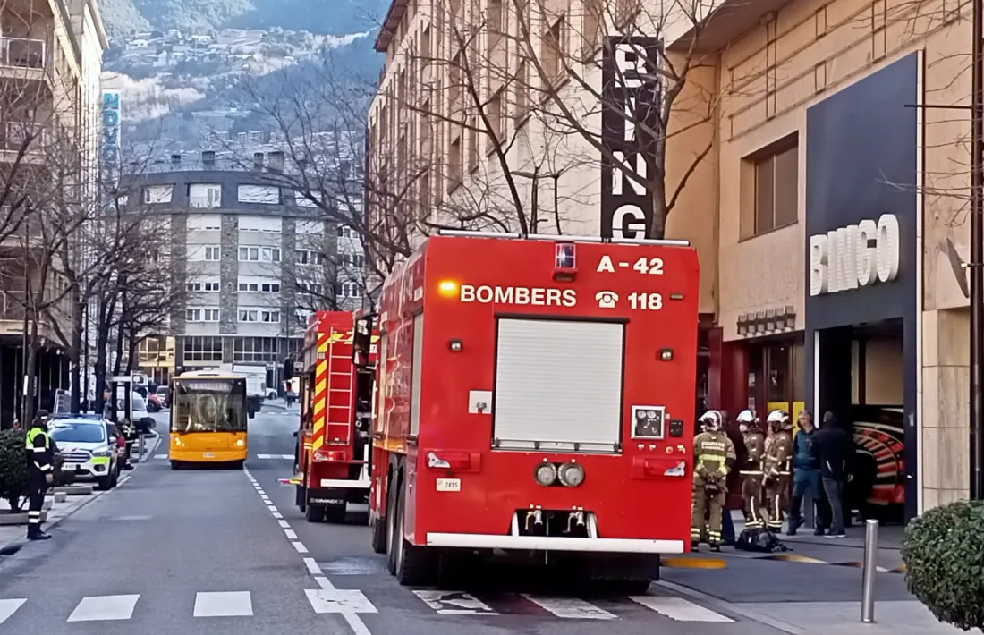 Un moment de l'actuació dels bombers.
