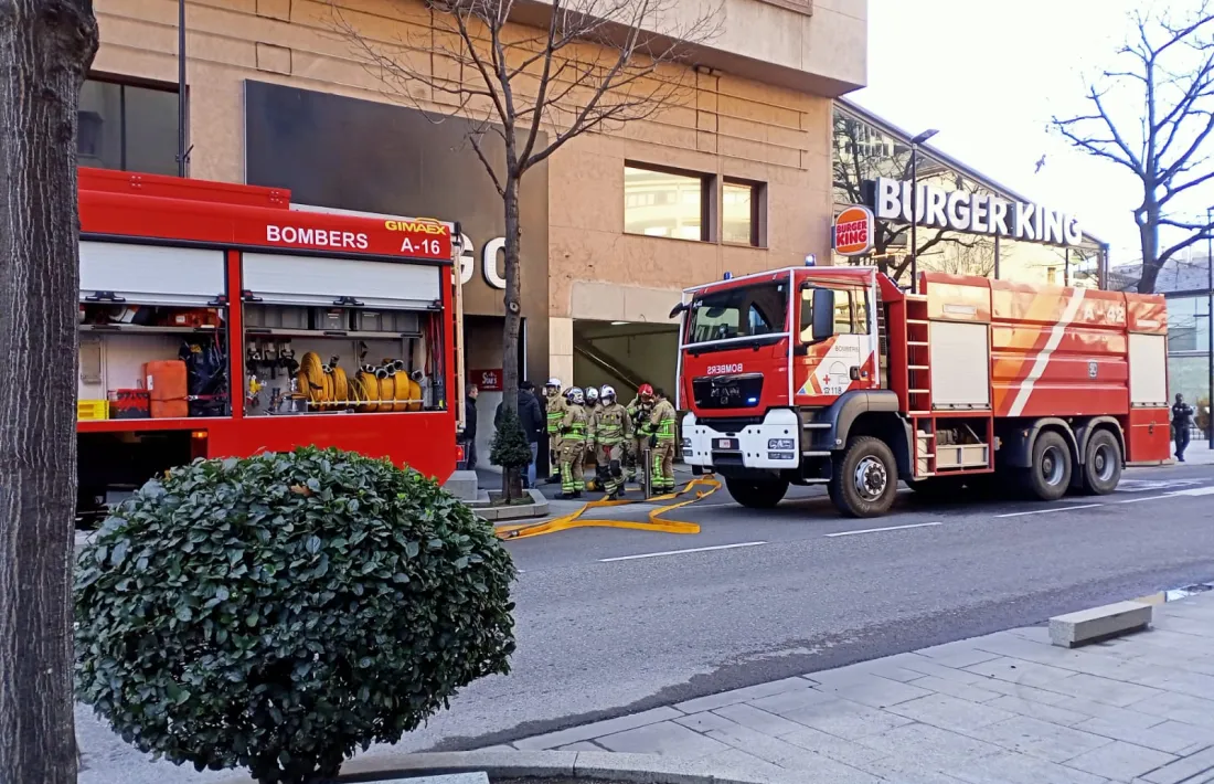 Un moment de l'actuació dels bombers.