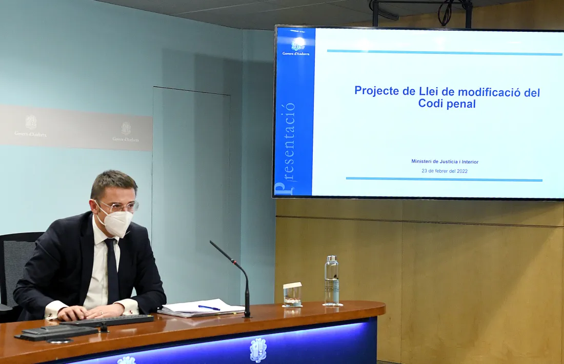 El secretari d’Estat de Justícia i Interior, Joan León, ha presentat avui el projecte de llei de modificació del Codi penal.