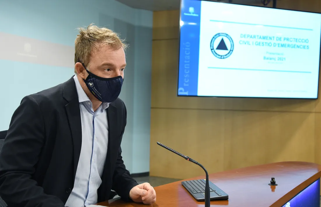 El director de Protecció Civil, Cristian Pons, en la roda de premsa d'aquest matí.