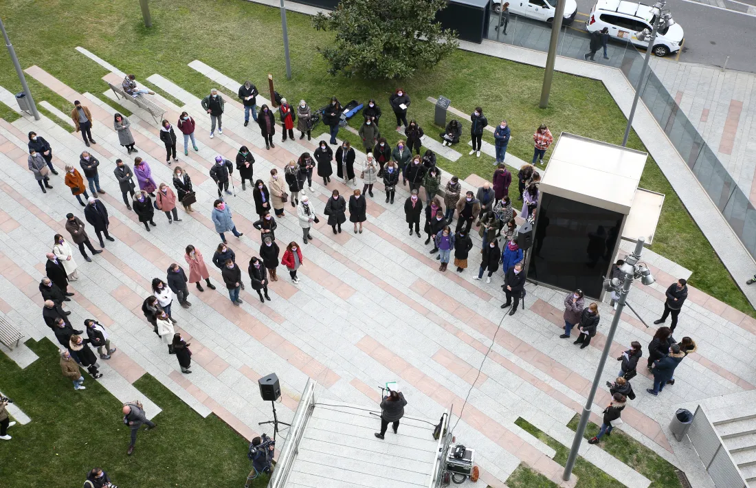 Un moment de l’acte conjunt de l’ADA i l’AFdA per reivindicar els drets de les dones.