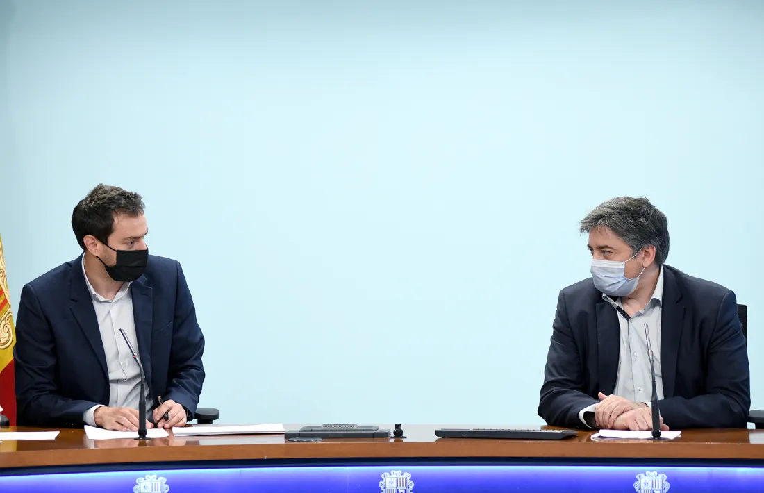 Marc Galabert i Joan Soler en una roda de premsa conjunta.