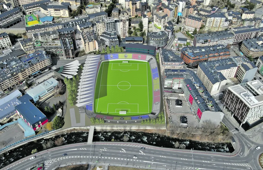 El projecte original de l’arquitecte català incloïa un estadi amb capacitat per a 9.000 espectadors.