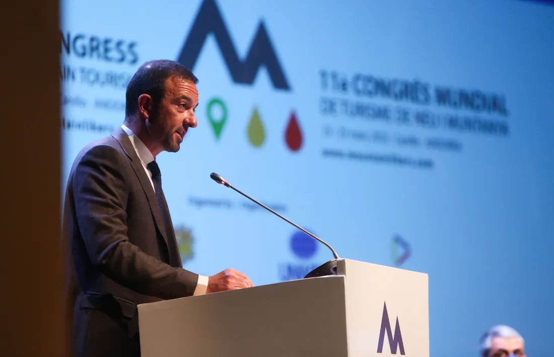 El ministre de Turisme i Telecomunicacions, Jordi Torres, en el discurs d'obertura del congrés.