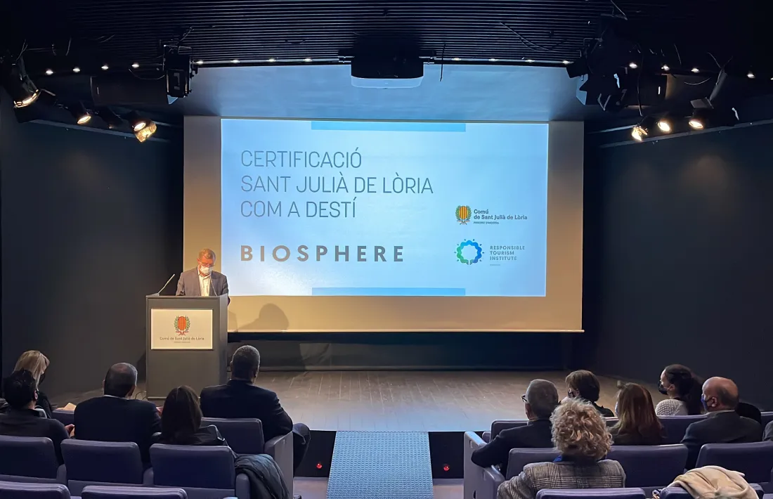 Un moment de l'acte d'entrega a Sant Julià de Lòria de la certificació Biosphère.