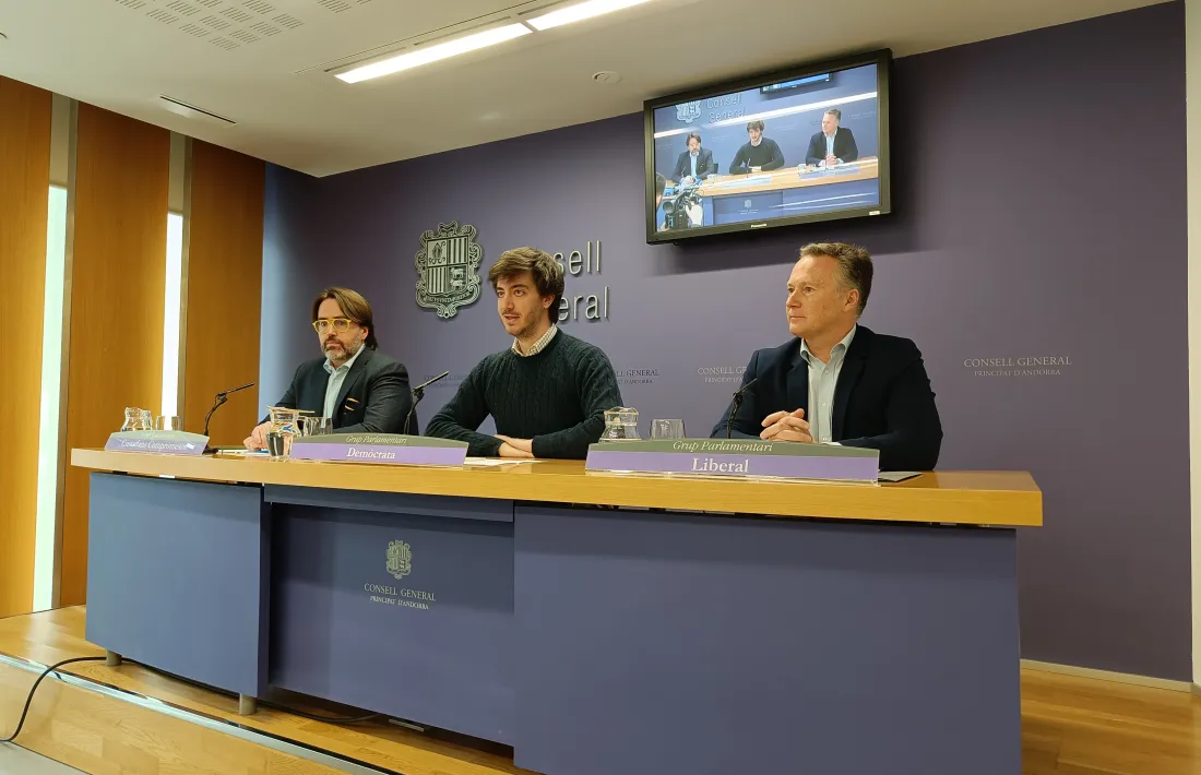 Un moment de la roda de premsa d'aquest matí.