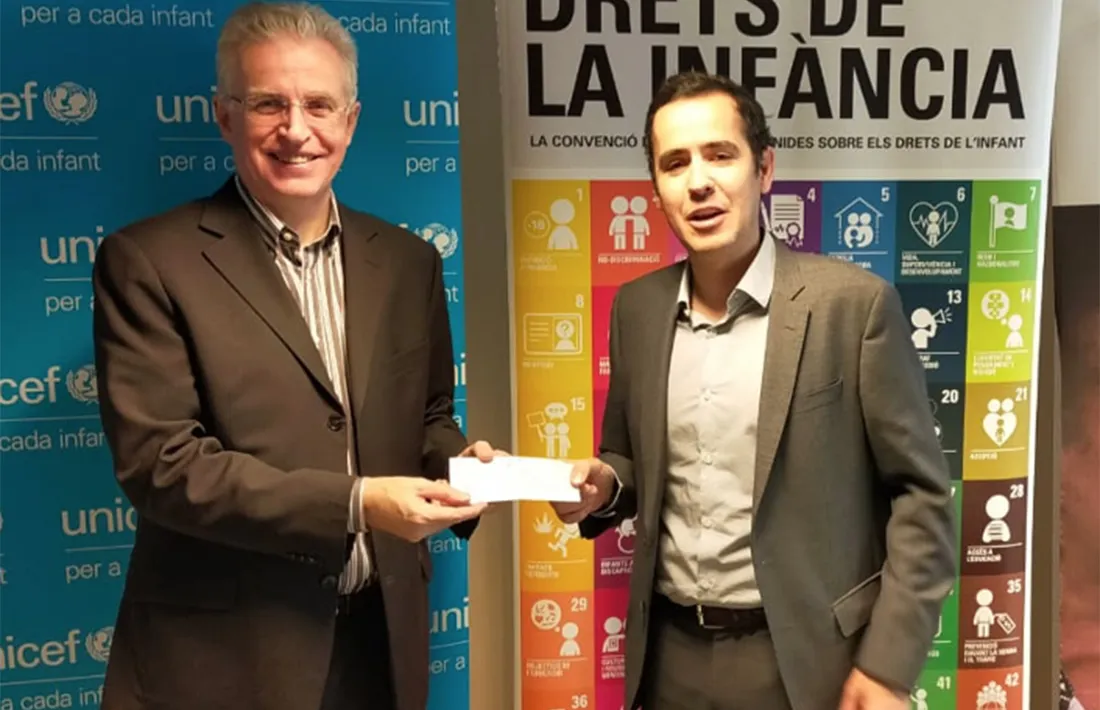 Lliurament del xec de la Fundació Privada Armor a Unicef Andorra.