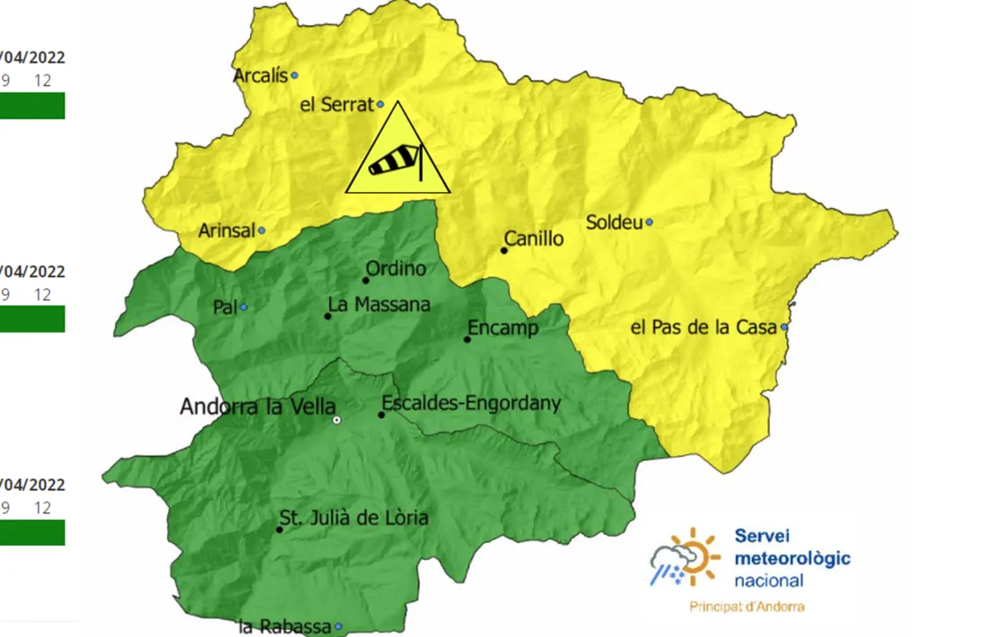 Avís groc per vent al nord del país.