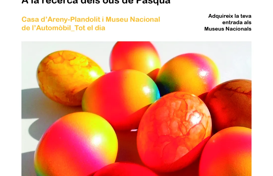 El cartell sobre el joc de recerca d'ous de Pasqua als Museus.