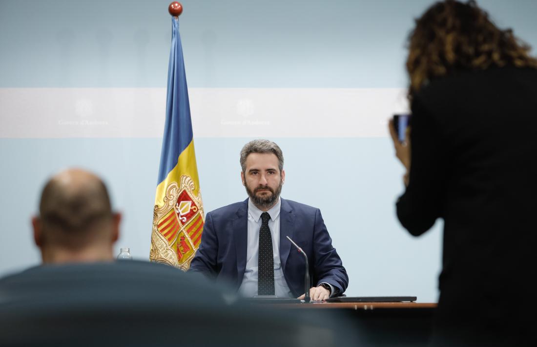 Un moment de la roda de premsa del Consell de Ministres, aquesta tarda.