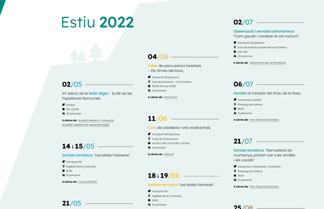 El programa d'activitats del maig a l'agost.