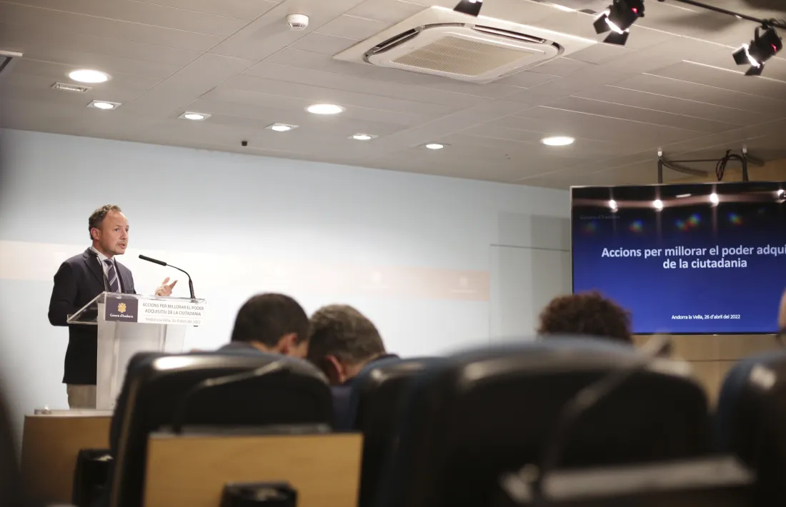 El cap de Govern, Xavier Espot, durant la presentació del paquet de mesures.