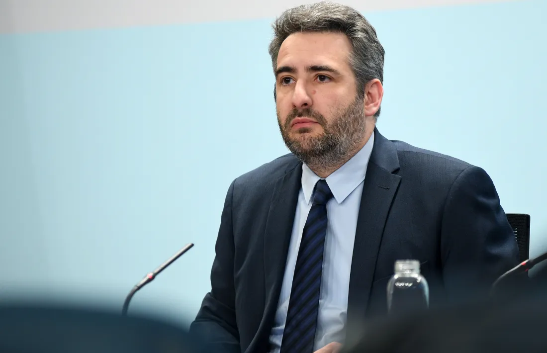 El ministre portaveu, Eric Jover, en la roda de premsa d’ahir.