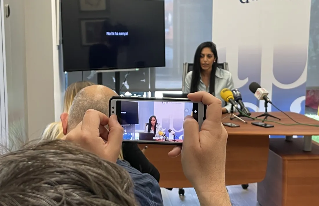 Un moment de la roda de premsa, aquesta tarda.