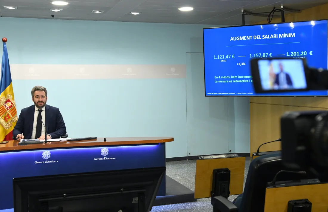 El ministre de Finances i portaveu del Govern, Eric Jover, en la compareixença d’ahir posterior al consell de ministres. 