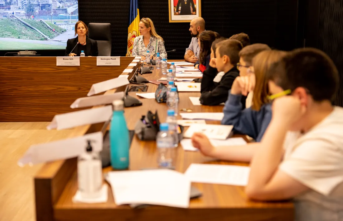 Un moment del consell d'infants celebrat avui al Comú.