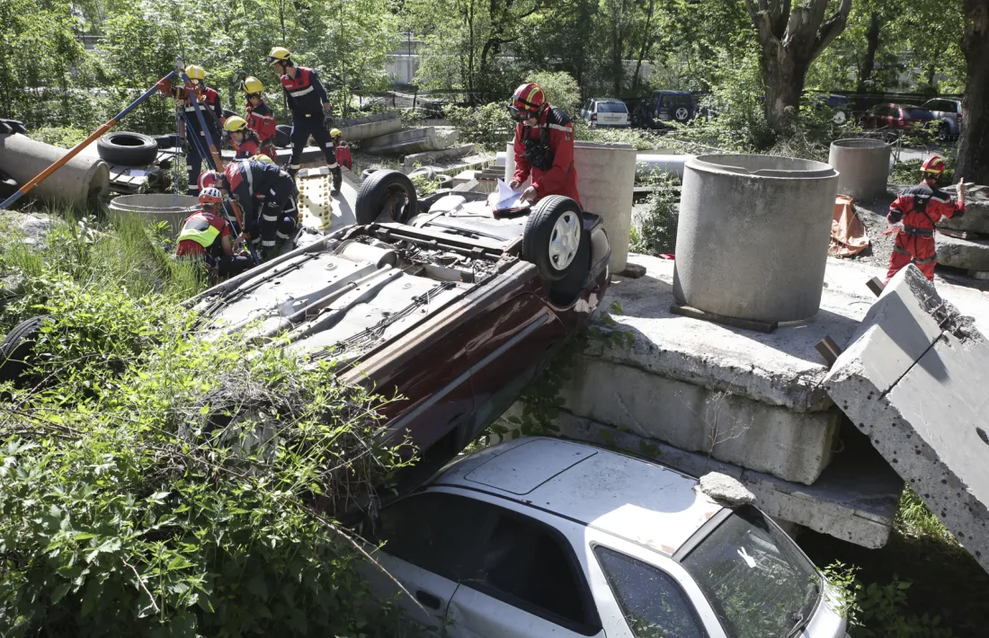 Plànol general del lloc on s'ha simulat l'ensorrament de l'edifici a tocar de la caserna dels bombers.